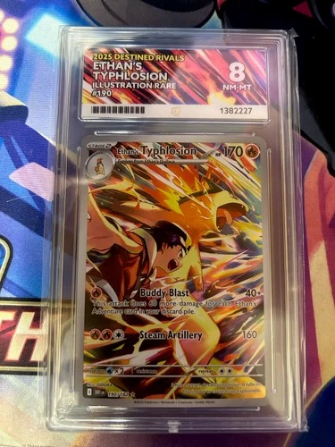 Ethan's Typhlosion 190/182 Illustration Rare Foil ACE Graded 8 2025