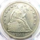 1869 Seated Liberty Silver Dollar $1 - Certified PCGS XF Detail (EF) - Rare Date