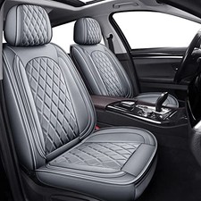 Gray Leather Seat Covers for Sedan SUV - 2PCS Front Seat Covers