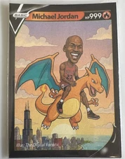 Michael Jordan Riding Charizard Hand Made Fan Art Trading Card