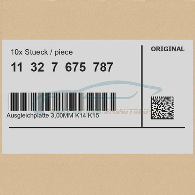 10x Original BMW 11327675787 - Ausgleichplatte 3,00MM K14 K15 K16 R13 K18 K19 i3