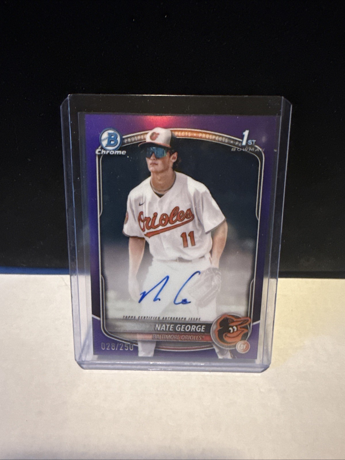2025 Bowman Chrome 1st Nate George #/250 Purple Refractor Auto Orioles 🔥