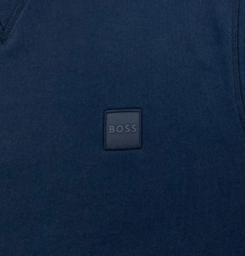 Sweat-shirt homme bleu marine Boss petit S col rond logo Westart coton C - Photo 8/11