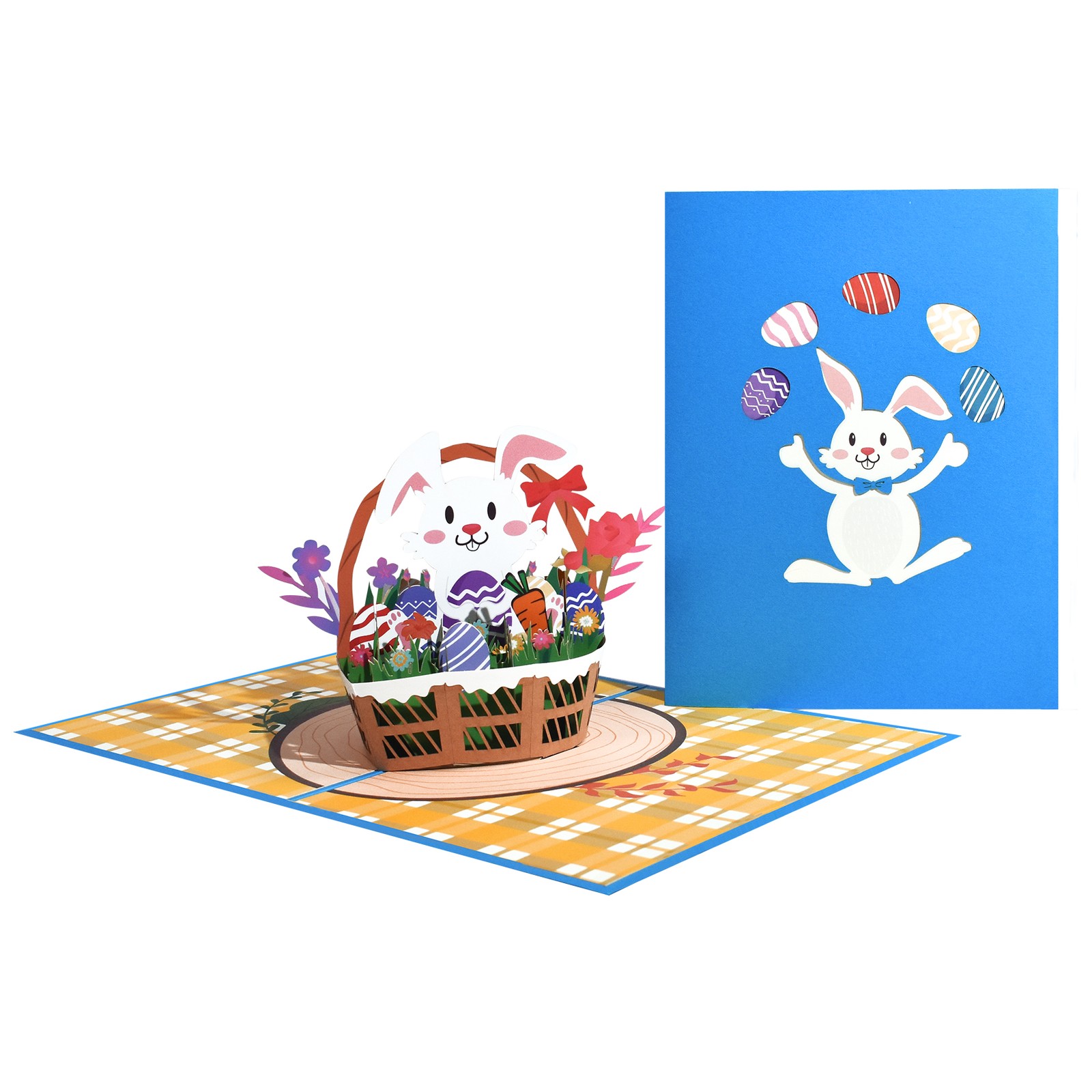 Brightfeel Bunny Basket Surprise 3D Pop Up Easter Card - White - Image 2