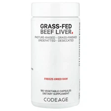 Grass-Fed Beef Liver, 180 Vegetable Capsules (500 mg per Capsule)