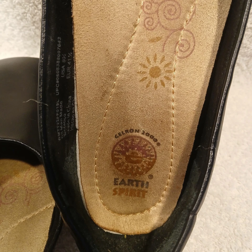 Earth Spirit Zuri 黑色皮革一脚蹬舒适平底乐福鞋女式 9.5 码 — 第 3/4 张图片