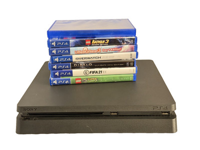 Sony PlayStation 4 Slim 1TB (CUH 2215B)   Tested   Console + 7 Games