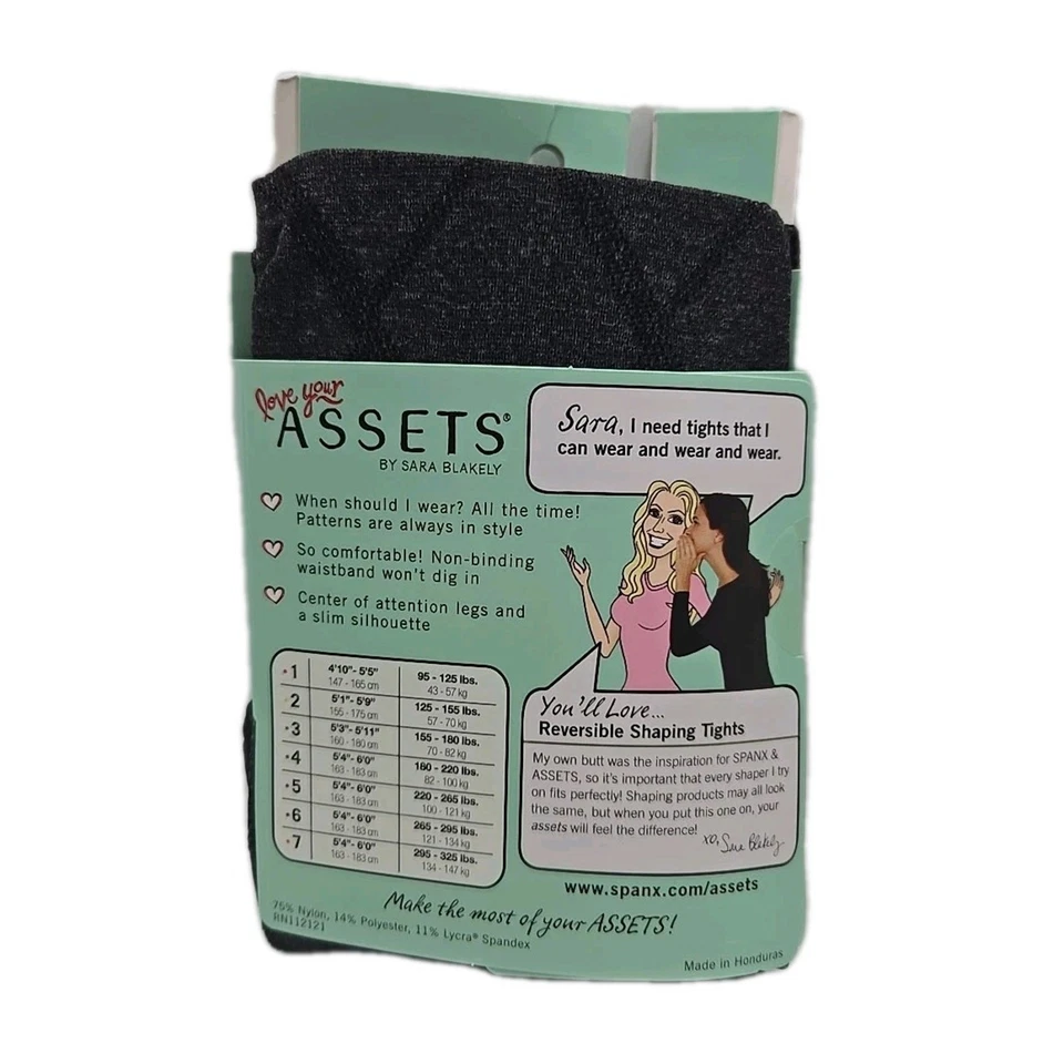 Medias Love Your Assets By Spanx Talla 4 Reversibles Diamante Negro Forma Nuevas con Etiquetas Foto 2 de 4