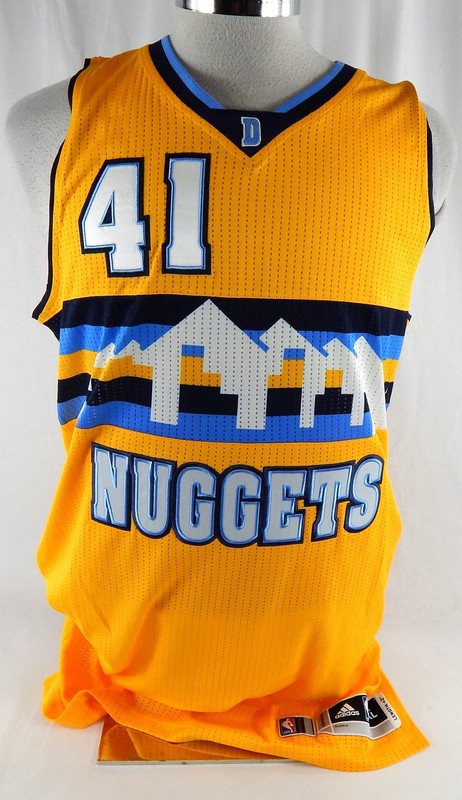 2014-15 Denver Nuggets Thomas Robinson #41 Game Issued Yellow Jersey Alternate 8