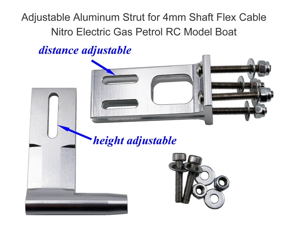 Adjustable Alloy Strut for 4mm Shaft Cable Flex Cable Nitro Electric Gas RC Boat - Image 4 of 4