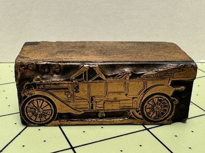 Vintage Copper Printing Block Ford Model T Touring Car 1  x 2 