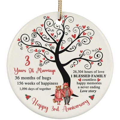 3 Years Love Ornament Happy 3rd Anniversary Cute Bear Couple Christmas Gifts