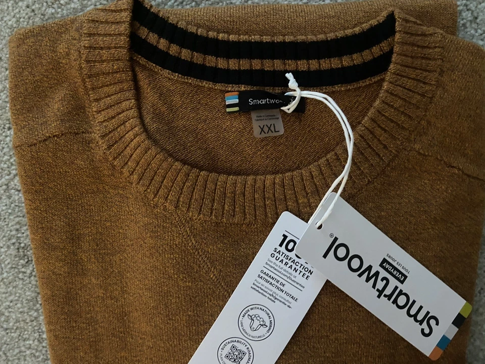Smartwool Sparwood Crew Neck Merino Wool Sweater Fox Brown Marl XXL 2XL - Image 2 of 4