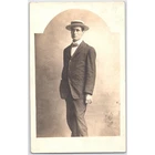 Postcard Real Photo Portrait of Man in Suit and Straw Hat