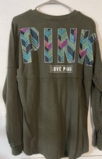 Victoria Secret PINK Pullover Sweatshirt Women's M Long sleeve Green /Logo