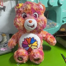 Care Bear Plush 2023 Basic Fun Flower Power Pink Heart Curly 14 Inch Rare
