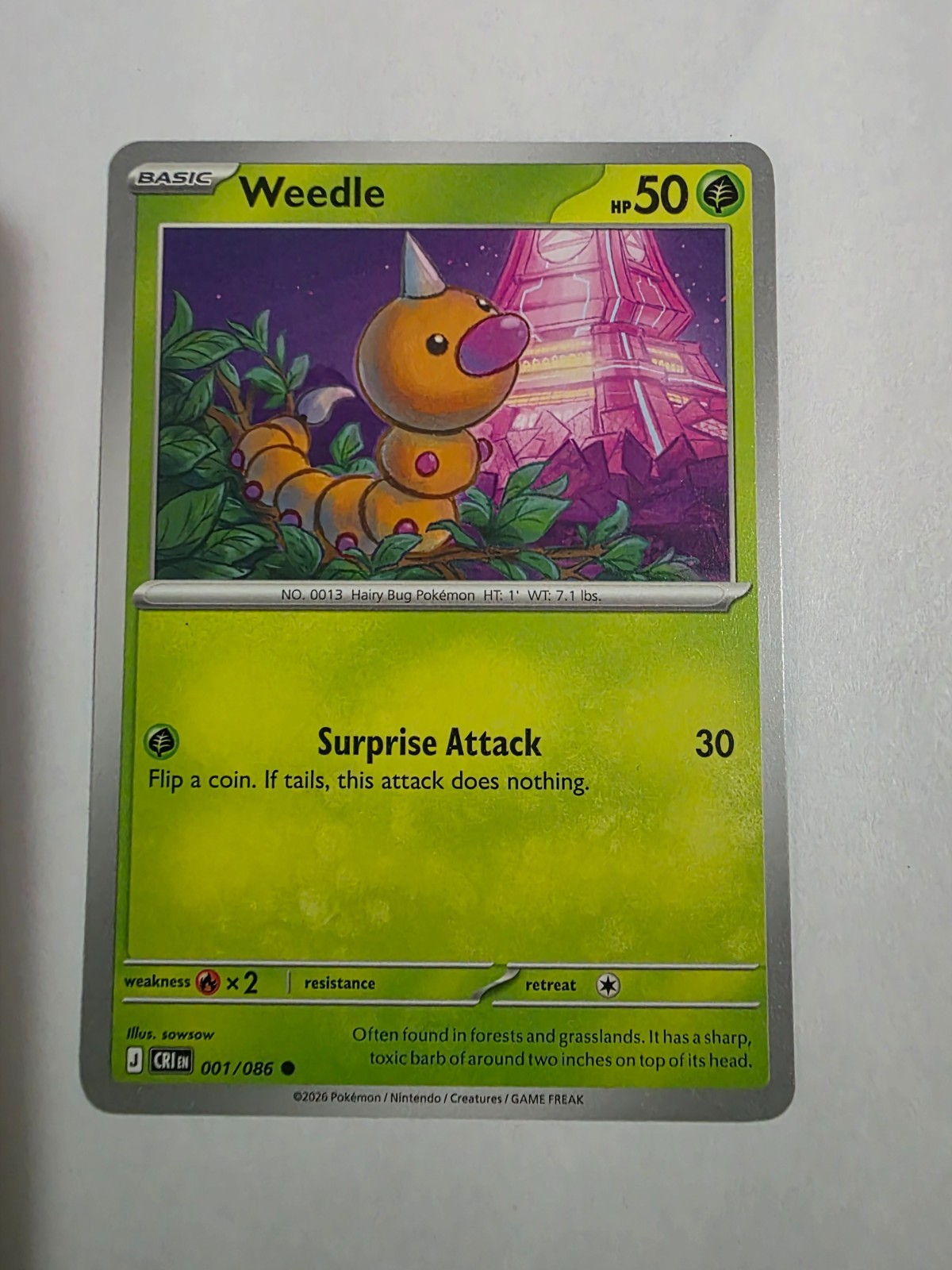 Pokemon Chaos Rising Weedle 01/86 common NM