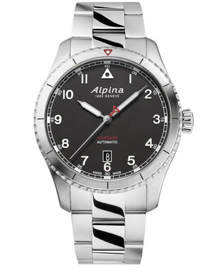Alpina Startimer Automatic Swiss Watch Steel Silver/Black 41mm Sapphire Crystal