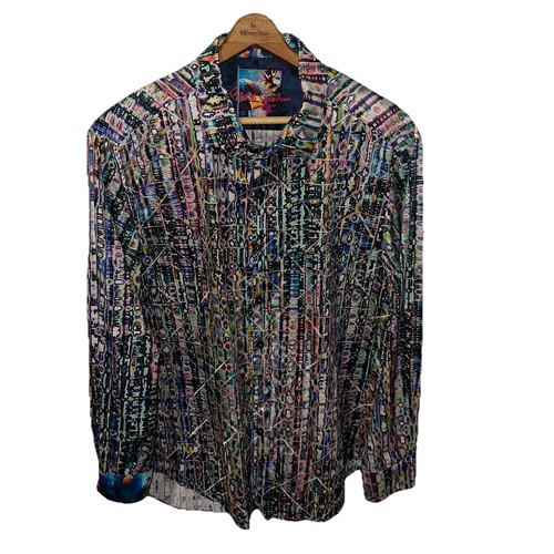 Robert Graham Button Front Shirt Embroidered Colorful Flip Cuff Men's Sz. L EUC - Picture 3 of 23