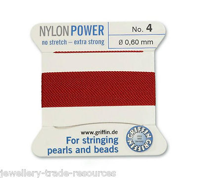 GRANAT ROT NYLON POWER SEIDENFADEN 0,60mm SCHNURPERLEN & PERLEN GRIFFIN 4