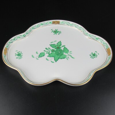 Seltene Herend Porzellan Schale Platte Serie Apponyi grün Chinese Bouquet Green