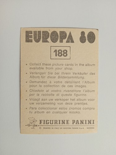 FIGURINA EUROPA 80 PANINI SPAGNA ASENSI n 188 CON VELINA - Imagen 2 de 2