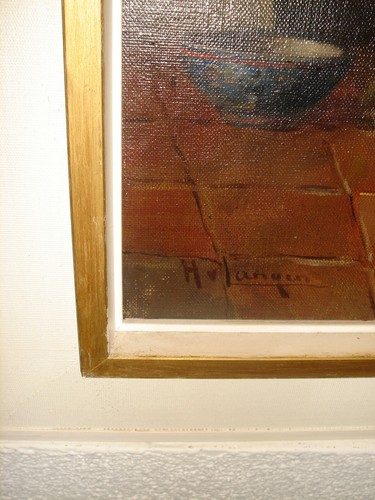 Large antique oil painting, { H. van Langen, { 1864- 1974}, pretty woman }. - Picture 13 of 18
