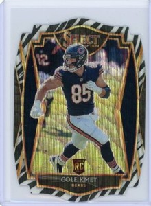 2020 Panini Select Premier Level Zebra Die-Cut Prizm Rookie #174 Cole Kmet