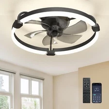 20'' Low Profile Ceiling Fans Lights and Remote, Fandelier Ceiling Fan Flush