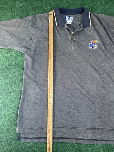 Vintage Kansas Jayhawks Logo Athletic Mens Golf Polo Shirt XL Gray (Flaw) - Picture 4 of 7