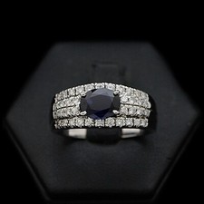 ANELLO A FASCIA ORO 18KT BRILLANTI 0.53 CT NATURALI NON TRATTATI ZAFFIRO 1.55 CT