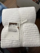 Cross Stitch White Solid Quilt Set - Levtex Home - Full/Queen