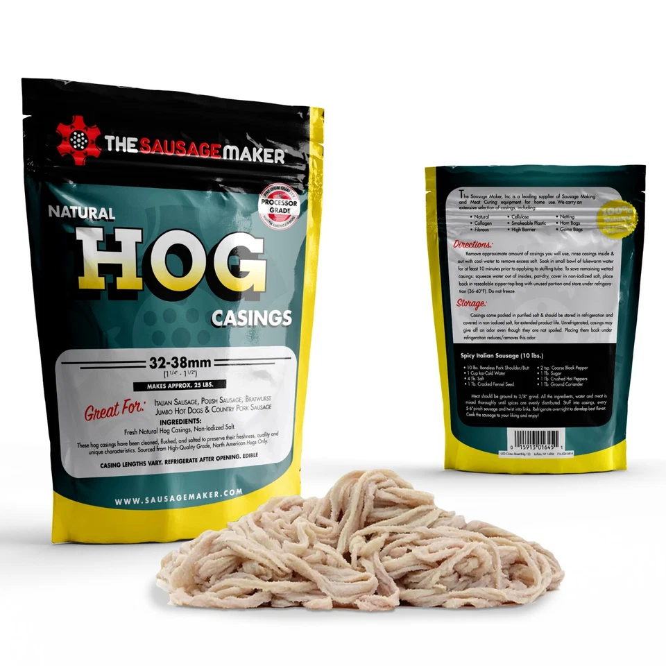 Натуральные гильзы для колбасы The Sausage Maker 32-38 мм Stuffs 25 фунтов мясо одна упаковка - Изображение 3 из 4