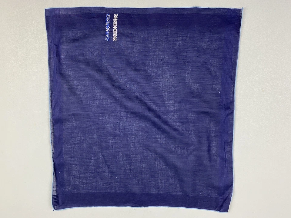 Pañuelo Vintage Mujer Hombre Azul Marino Bordado Clásico Años 70 60 Retro Hanky Foto 4 de 4