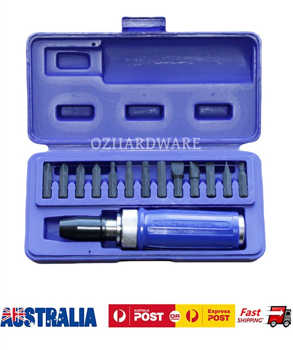 Impact Screwdriver Set with 13PC Flat Phillips and Hex Screw