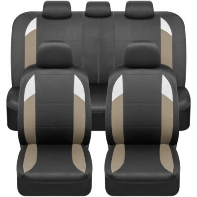 Monaco Car Seat Covers Full Set Front & Rear Bench for Auto Truck SUV Beige