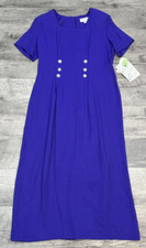 Vintage Betsys Things Dress Womens 10 Purple Long Pleated Modest 90s Retro NEW