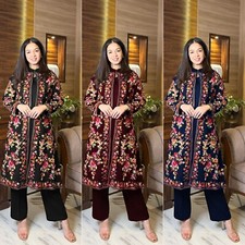 Kashmiri Salwar Kameez With Shrug Koti Readymade Stitched Pakistani Indian Dress