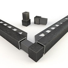 Vroma Square Tile Trim Aluminium Bright/Brushed Silver CORNER PIECE SINGLE BLOCK