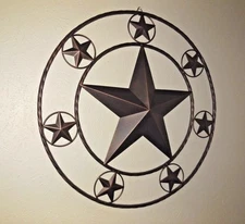 24" LONE STAR MULTI STARS METAL WALL ART WESTERN HOME DECOR RUSTIC COPPER NEW