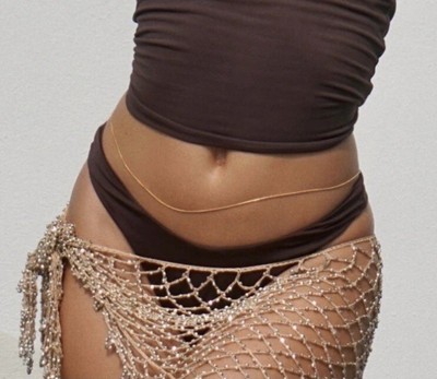 NEW Ellie Vail Jaylene Waist Chain Belt Gold Plated Stainless Steel Necklace
