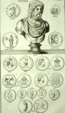 The God Jupiter Numismatics Coins And Medals Engraving 1719 Roman Mythology