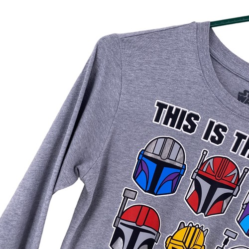 Star Wars Knit T-Shirt Youth Large Gray Long Sleeve This is the Way Cotton Blend - Picture 8 of 11