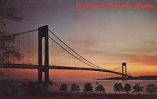 Verrazano-Narrows Bridge Staten Island New York Harbor Chrome Vintage Post Card