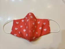 Handmade Face Mask filter pocket nose bridge triple layer heart red