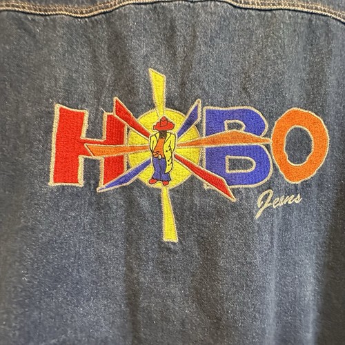 Vintage HOBO blau Helping Our Brotha’s Out Jeans Motorrad Weste bestickt Denim 5XL - Bild 3 von 13