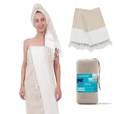 Quick Dry Beach Towel - Turkish Cotton Beach Towels 2 Pack - 39" x 71" Sand P...