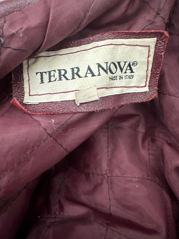 Chaqueta Terranova en Cuero Real Usada Mujer Talla S Burdeos LLV61 Foto 2 de 4