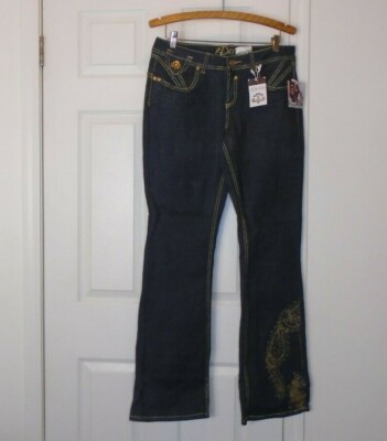 Dereon Womens Jeans Blue Bootcut Stretch Embroidered Leg  Size 13/14