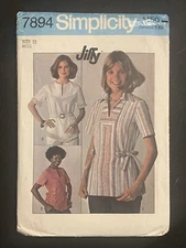 Simplicity 7894 Pattern Tops Size 12 Misses Precut Vintage 1977 Jiffy